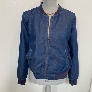 O'Neill denim bomber jacket embroidered Aloha back size Small